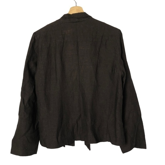 Eileen Fisher Dark Brown Linen & Wool Blend Cardigan Jacket M - Picture 2 of 4
